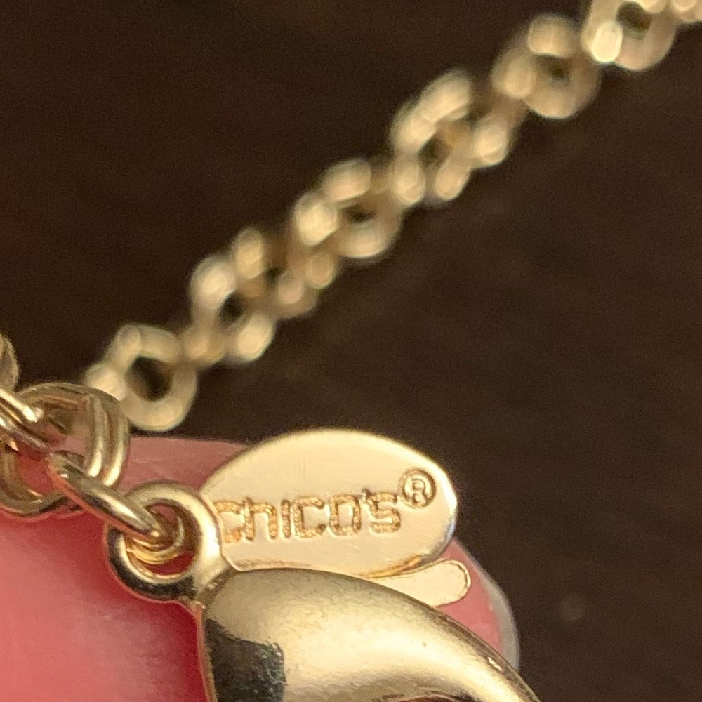 Chico’s Elegant Gold and Orange Pendant Necklace - Picture 3 of 7